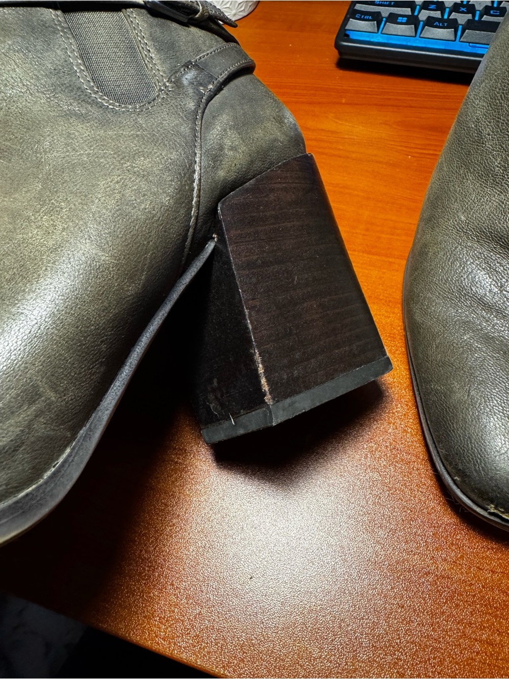Franco Sarto Leather Ankle Boots - Olive Brown - Size 10M - Picture 5 of 6